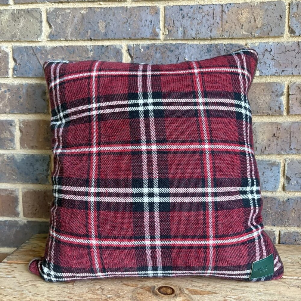 Charles Gallen Irish Linen Tartan Plaid Throw PILLOW Red Black  Duck Feathers